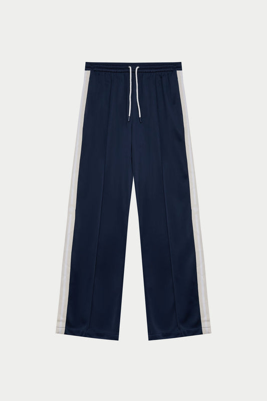 SIDE STRIPE WIDE LEG JOGGERS - NAVY