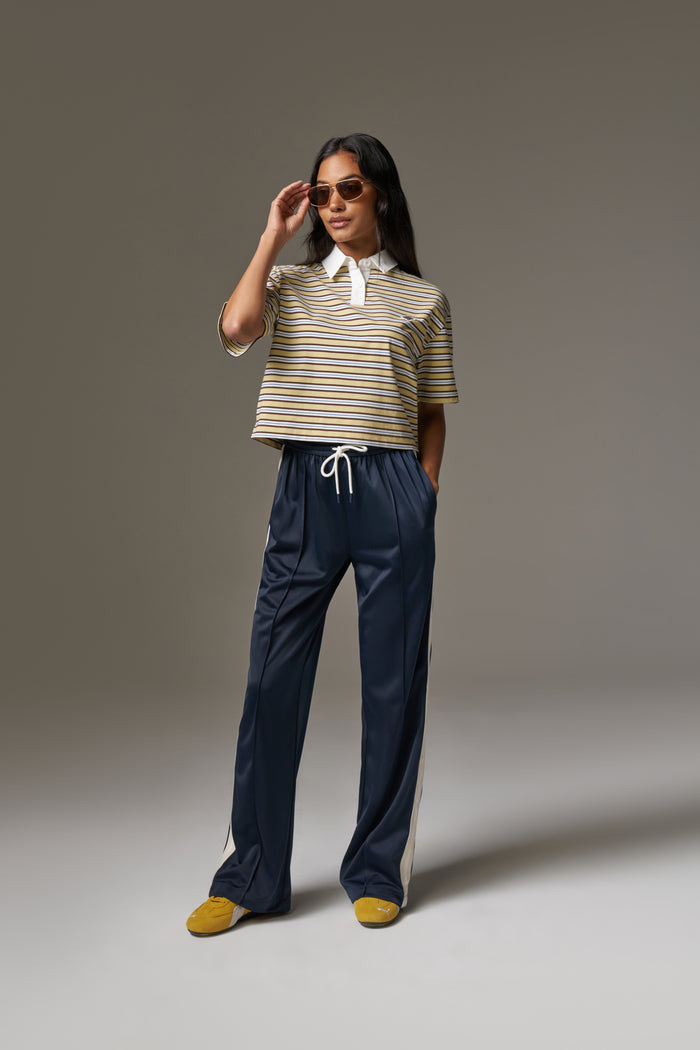 SIDE STRIPE WIDE LEG JOGGERS - NAVY