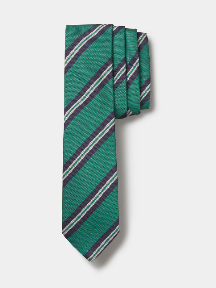 Aubin Green/Navy Club Stripe Silk Tie | Ties