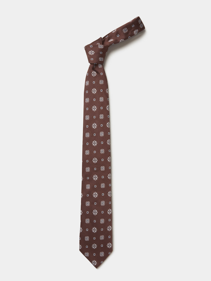 Aubin Chocolate Foulard Silk Tie | Ties