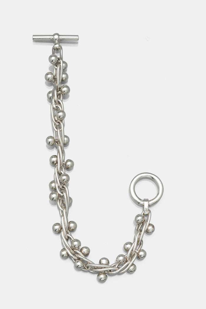 Silver Beaded Bracelet / Large