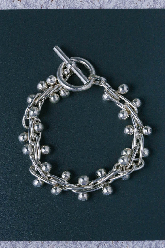 Silver Beaded Bracelet / Large