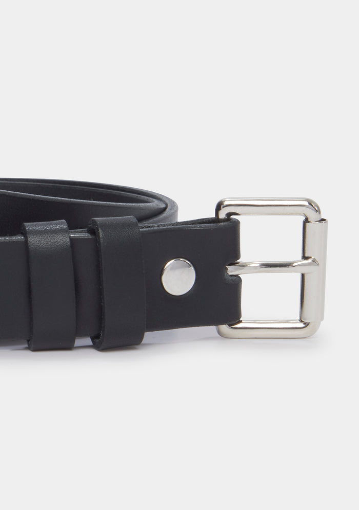 Sirplus x Tanner Bates Black Slim Leather Belt, Belt - SIRPLUS