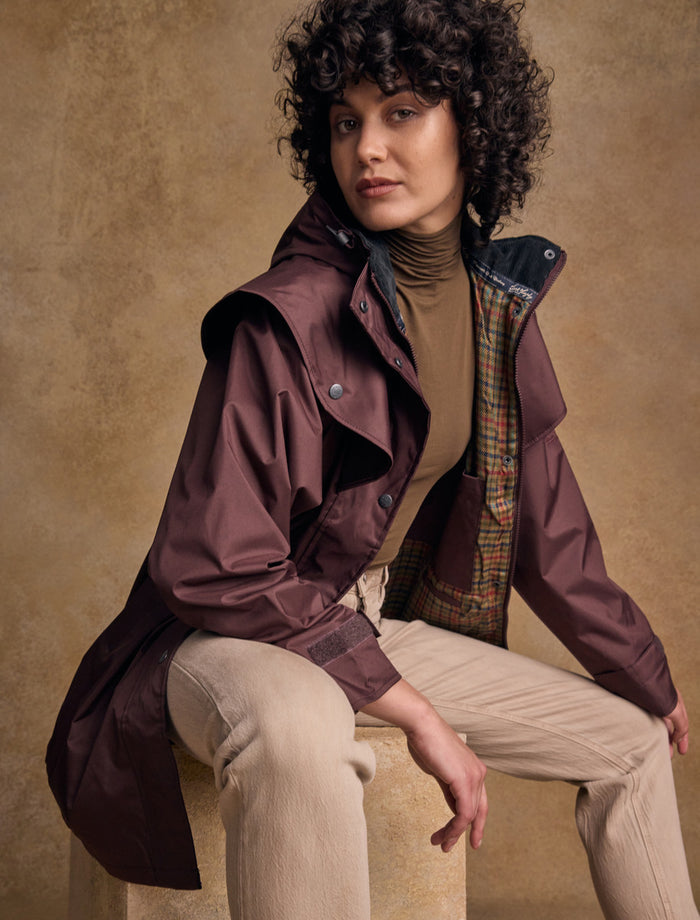 Jack Murphy Skellig Ladies Waterproof 3/4 Coat - Deep Claret #color_deep-claret