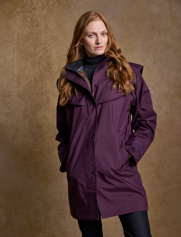 Skellig Ladies Waterproof 3/4 Coat - Blackberry #color_blackberry