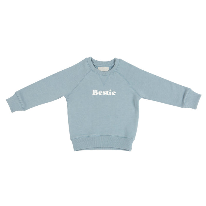 Sky Blue 'BESTIE' Sweatshirt - Wee Bee Baby Boutique