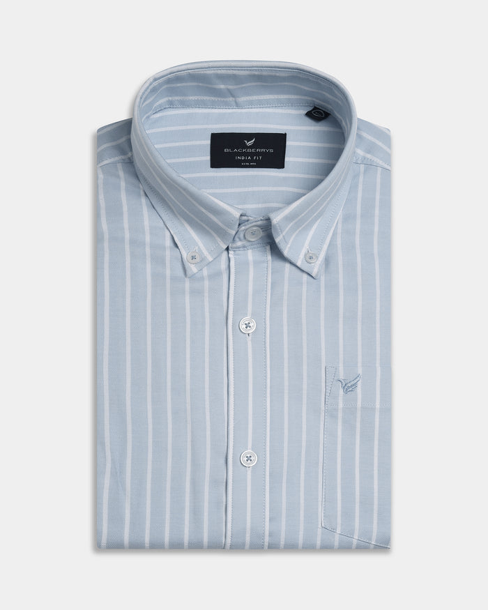 Sky Blue Stripe Shirt - Fenzo