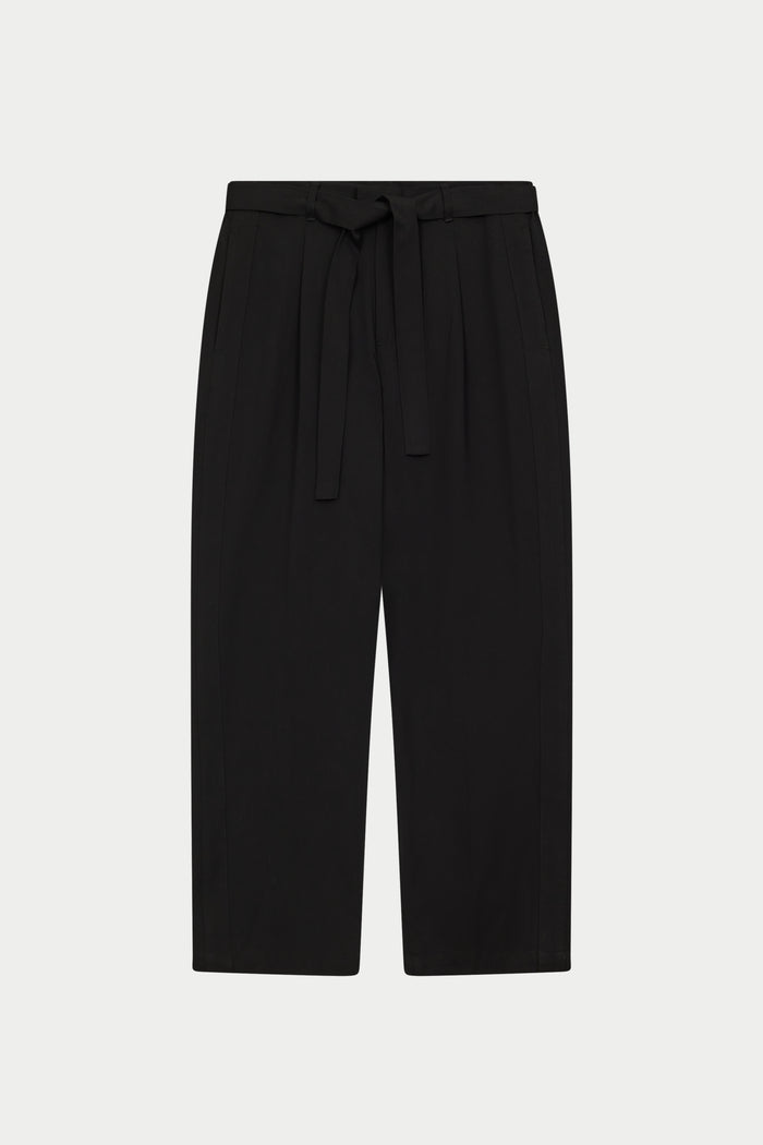 SMART TIE BELTED TROUSERS - BLACK