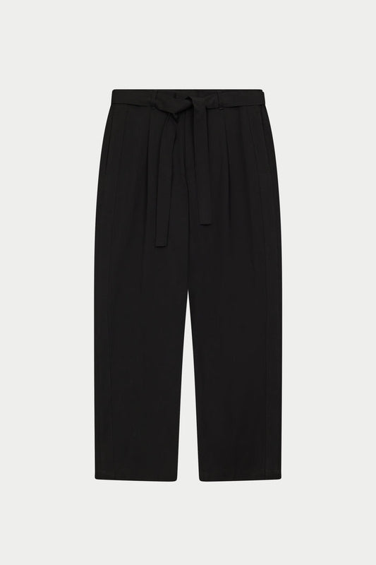 SMART TIE BELTED TROUSERS - BLACK