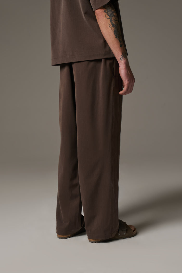 SMART TIE BELTED TROUSERS - BROWN