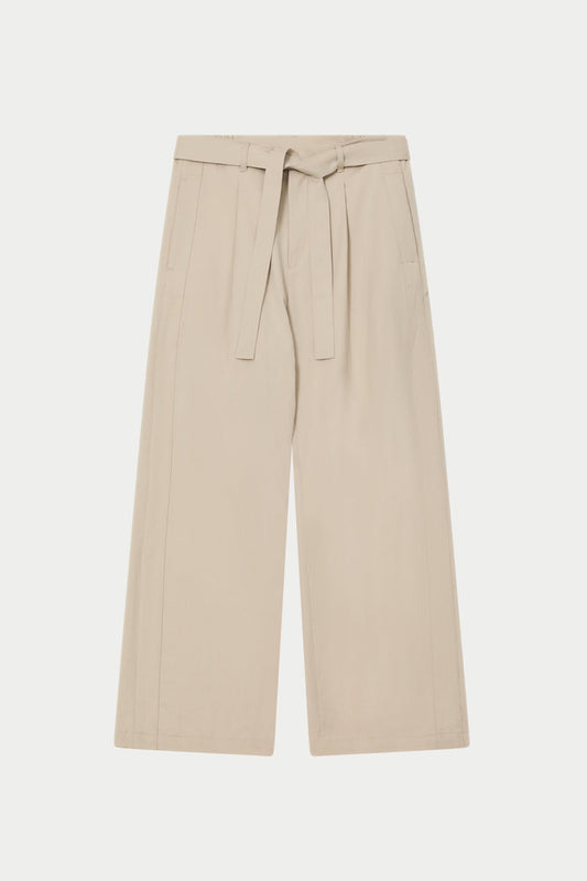 SMART TIE BELTED TROUSERS - STONE