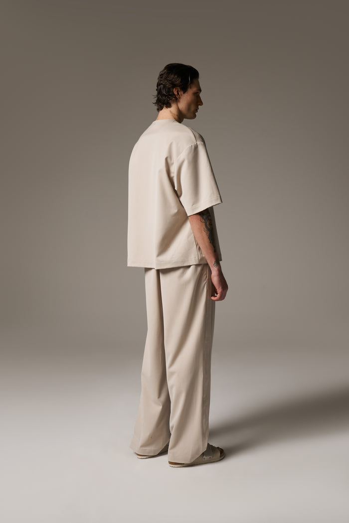 SMART TIE BELTED TROUSERS - STONE