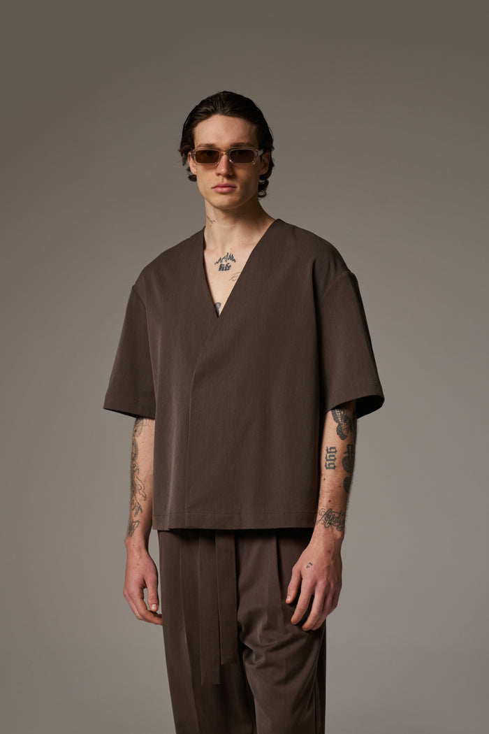 SMART WOVEN SHIRT - BROWN