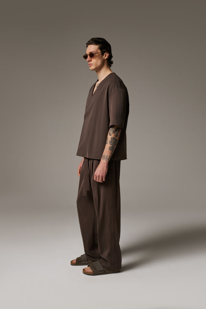 SMART WOVEN SHIRT - BROWN