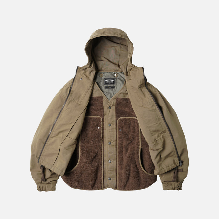 SMOCK HOODED 2 IN 1 PARKA JACKET - TAN