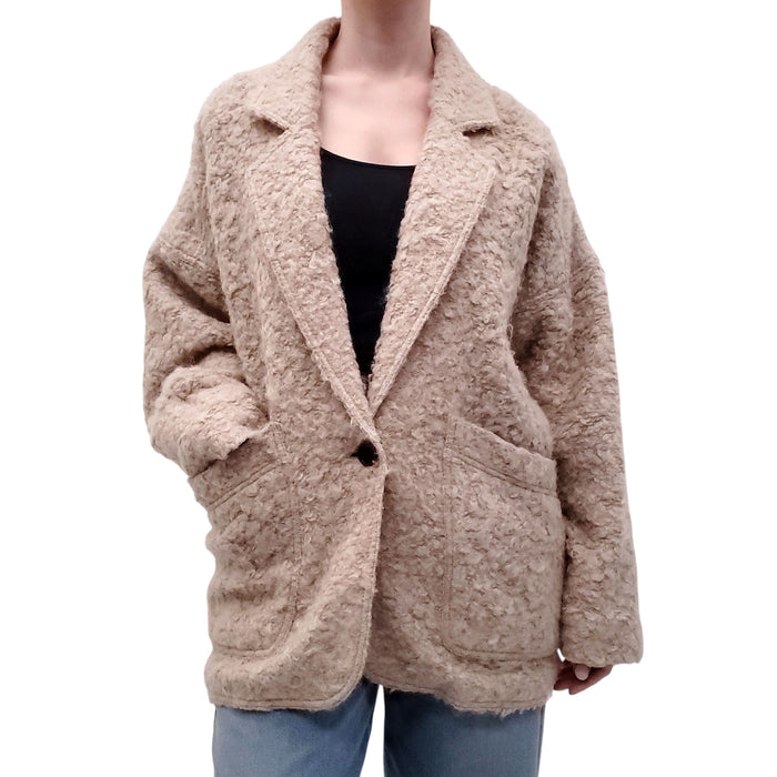 SMYTHE TAUPE BOUCLÉ BLAZER JACKET - SIZE M