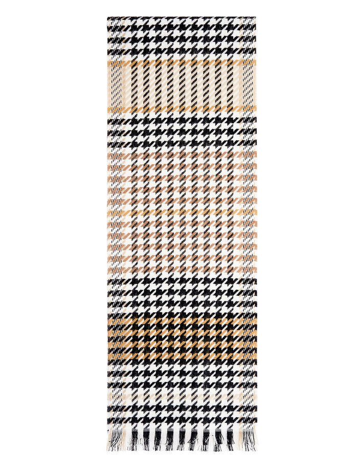 Soft Motif Fringed Scarf - Black Camel #color_black-camel