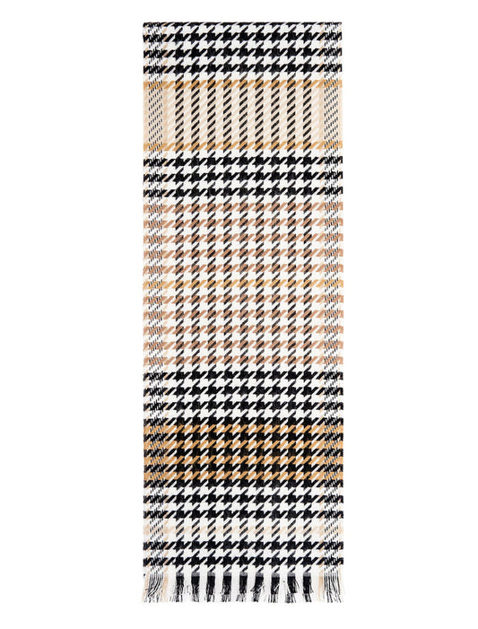 Soft Motif Fringed Scarf - Black Camel #color_black-camel