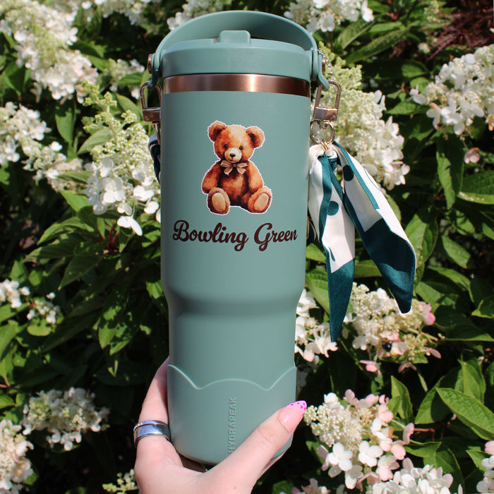Spirit Bowling Green Bear Sage Green Hydrapeak 32oz W/Scarf