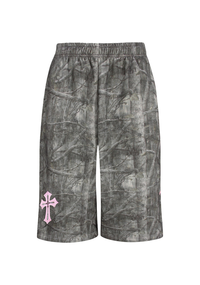 SPOILT OVERSIZED SWEATSHORTS TREE CAMO