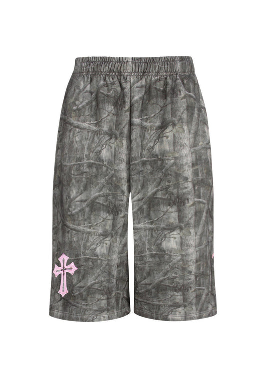 SPOILT OVERSIZED SWEATSHORTS TREE CAMO