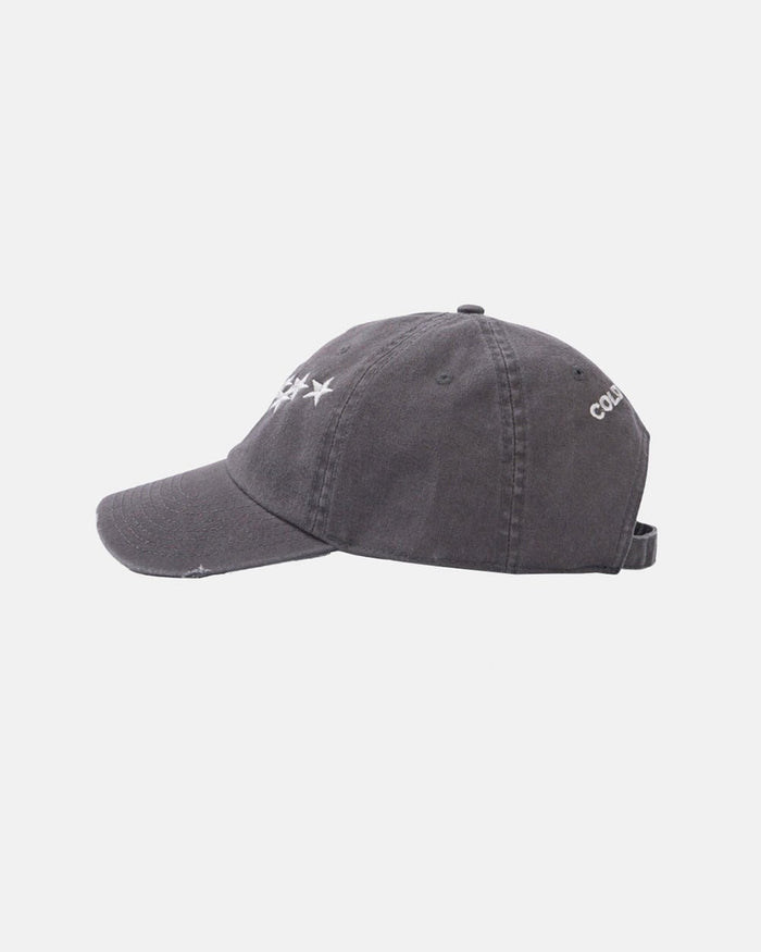 STARS CAP DARK GREY - dark grey distressed cap, side view - Cold Culture