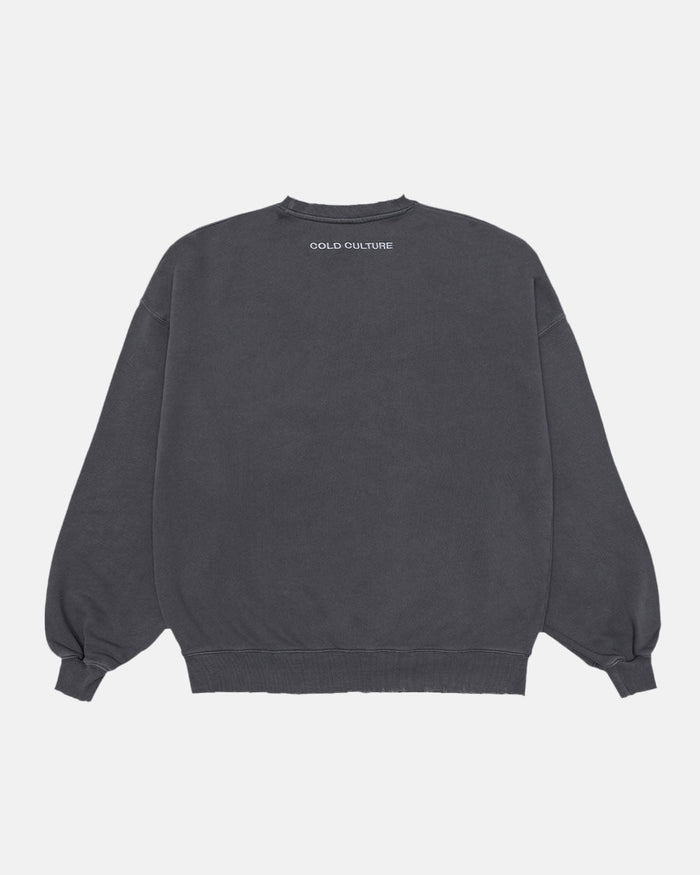 STARS CREWNECK DUST GREY - grey star print crewneck sweatshirt, back view - Cold Culture