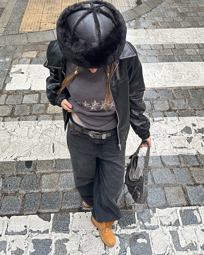 STARS CREWNECK DUST GREY - grey star print crewneck sweatshirt, street style shot - Cold Culture