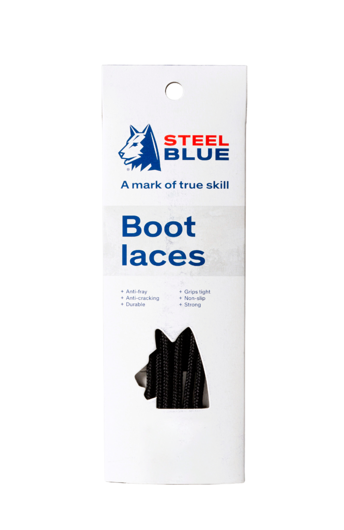 Steel Blue Laces 160cm Black (Pack of 10) A-000066