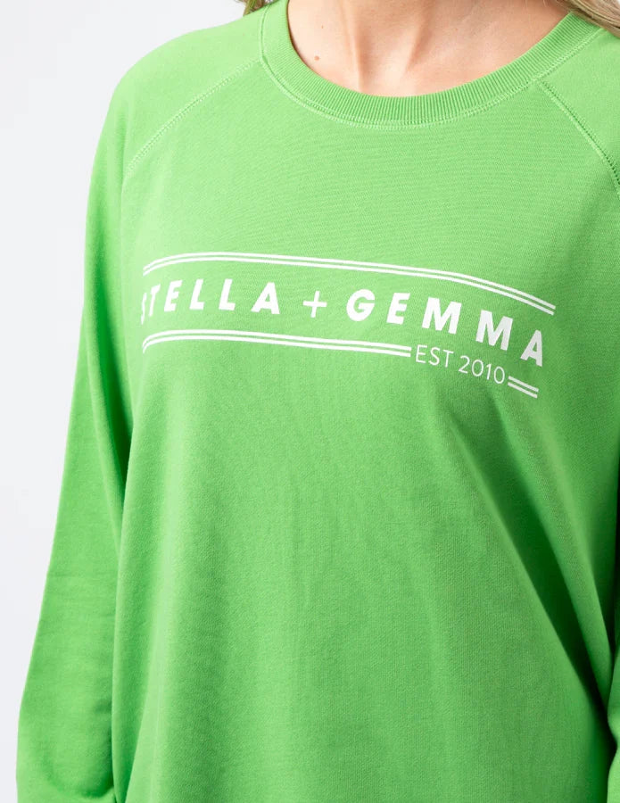 STELLA & GEMMA  CLASSIC SWEATER PEAR WITH S&G