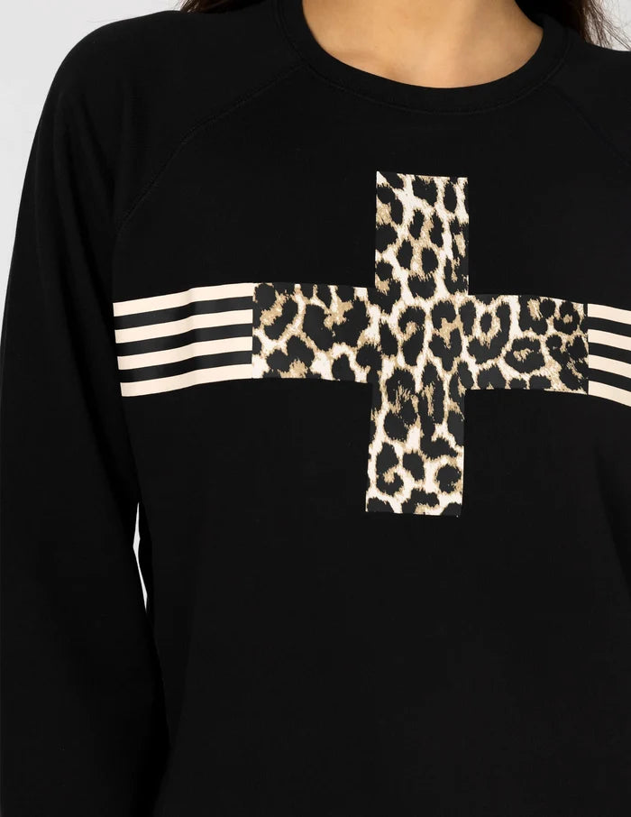 STELLA & GEMMA EVERYDAY SWEATER BLACK LEOPARD CROSS SG25AW679