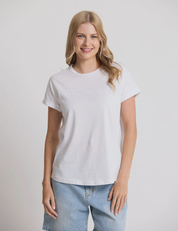STELLA & GEMMA T SHIRT SOHO CUFF WHITE