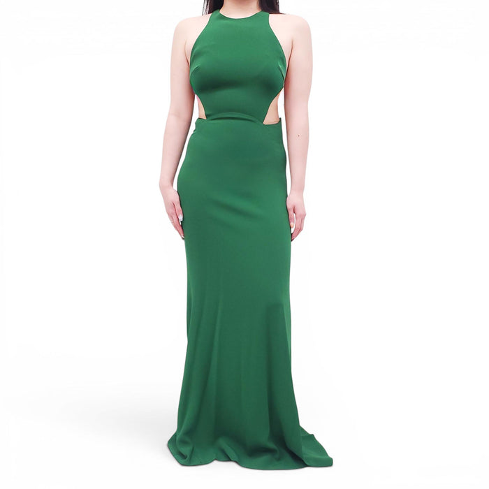 STELLA MCCARTNEY GREEN GOWN WITH MESH DETAIL - SIZE 40
