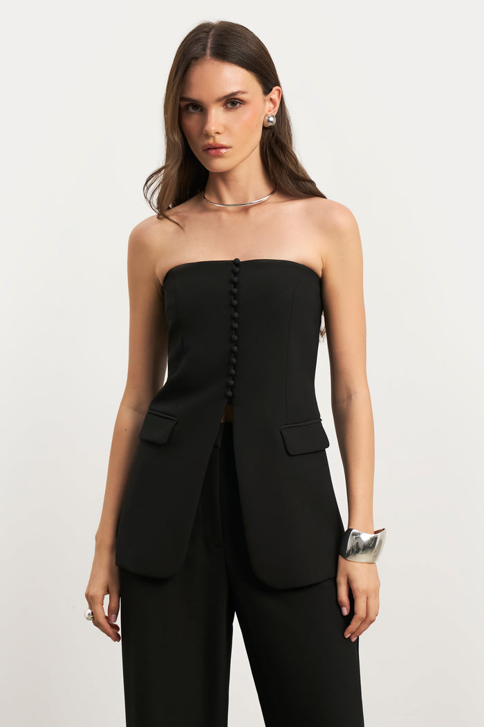 Strapless Peplum Bodice - Black