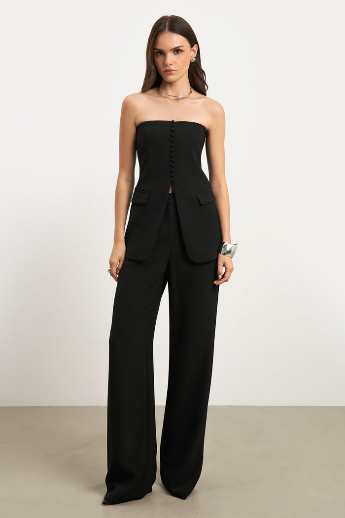 Strapless Peplum Bodice - Black