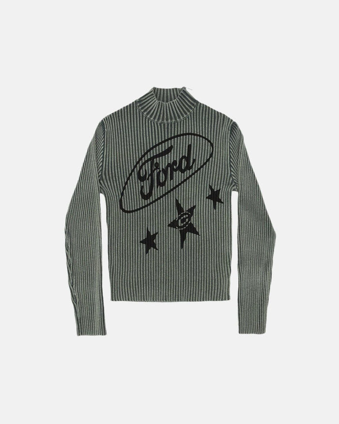 STREAKED FORD ZIPPED KNIT SAGE GREEN - COLD CULTURE