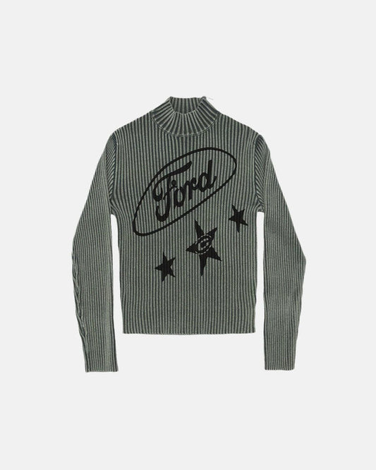 STREAKED FORD ZIPPED KNIT SAGE GREEN - COLD CULTURE