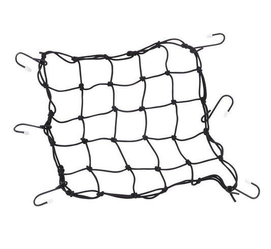 Stretch Cargo Net: This 13" x 13" multihook cargo net features metal hooks with rubber tips