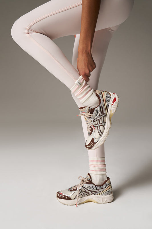 STRIPED BRANDED LABEL SOCK - PINK
