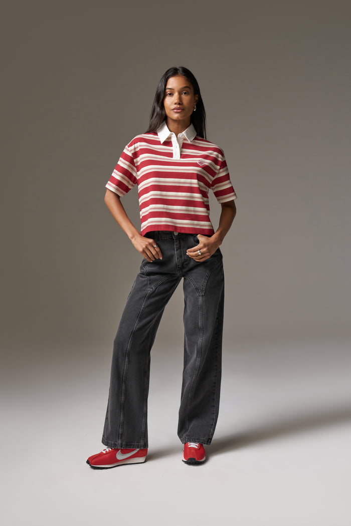 STRIPED POLO TEE - RED