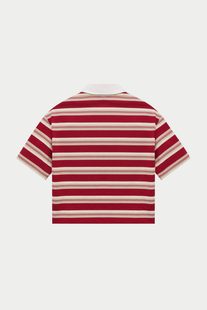 STRIPED POLO TEE - RED