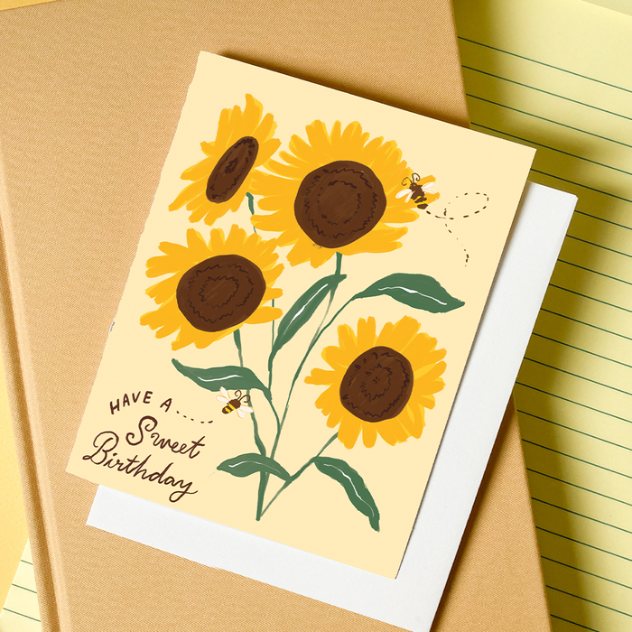 Sunflower Birthday – Floral Sunflower Birthday Card - Wee Bee Baby Boutique