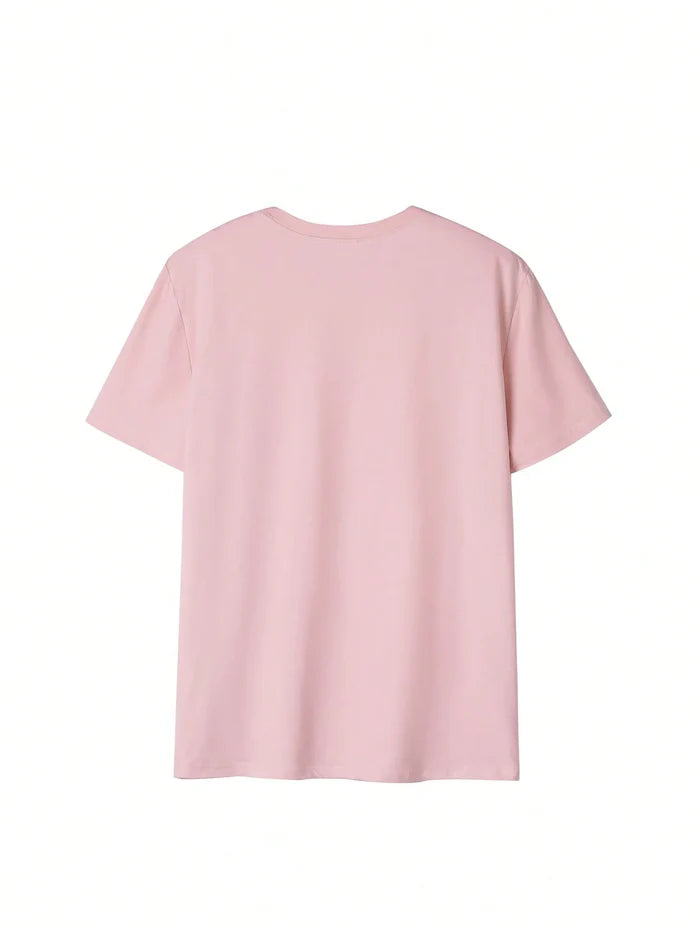 SXV Beach Seashell & Crab Print Casual Vacation Loose Versatile Round Neck White Short Sleeve T-Shirt