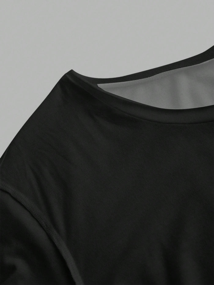 SXV Casual Minimalist Lip Print Off Shoulder Loose Short Sleeve T-Shirt For Women