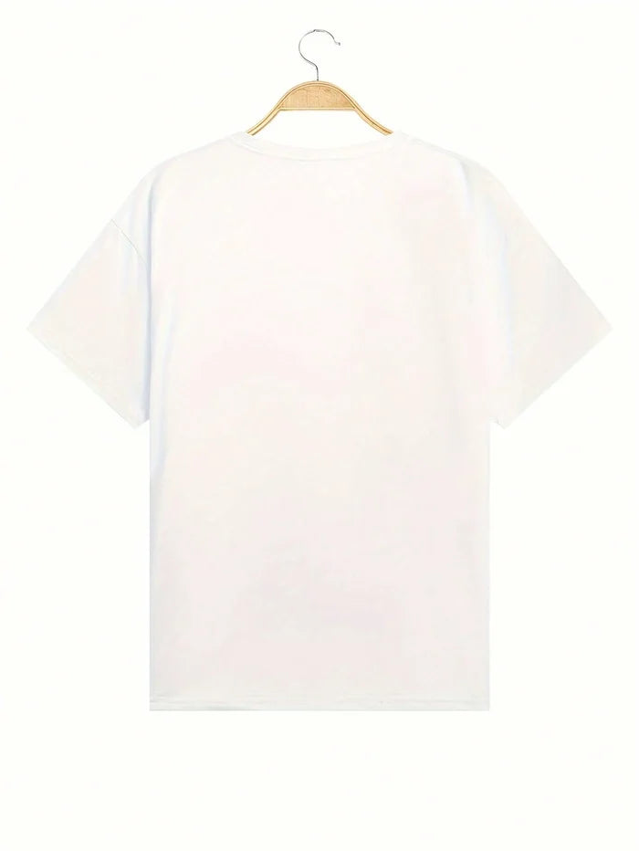 SXV Men's Letter & Bird Graphic Round Neck Short Sleeve Casual T-Shirt