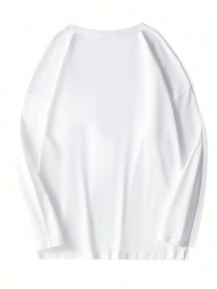 SXV Men's Plain Crew Neck Long Sleeve Casual T-Shirt, Spring & Summer