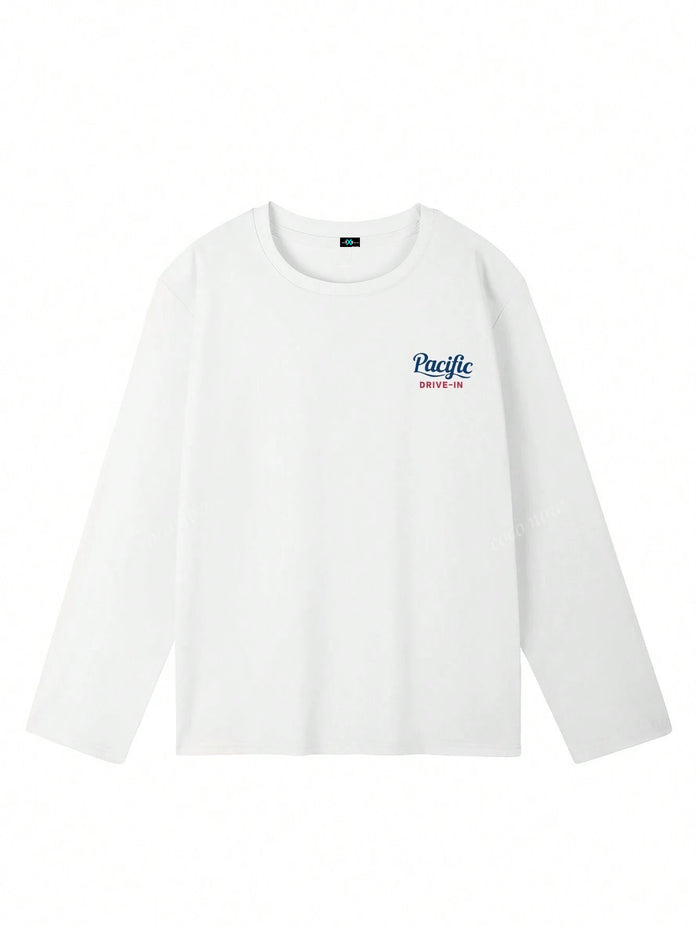 SXV Pacific drive in Women Casual Letter Print Crew Neck Oversized Cute Loose Long Sleeve T-Shirt Top, Autumn
