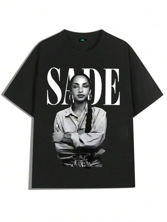 SXV Sade Portrait Design,Casual Print,Comfortable And Versatile,Pure Cotton 220g Printed T-Shirt,Unisex Style
