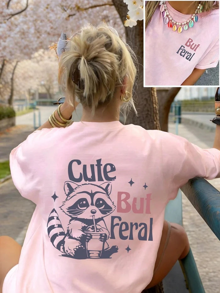 SXV Simple Cute But Feral Pattern Casual T-shirt