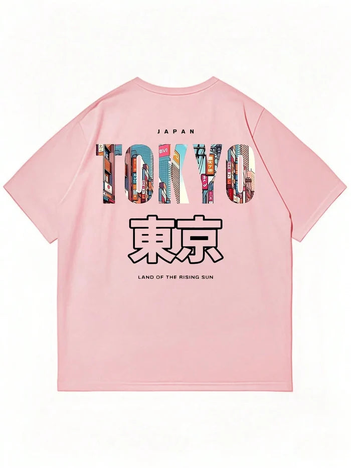 SXV TOKYO English Slogan & Tokyo Element Print Short Sleeve T-Shirt
